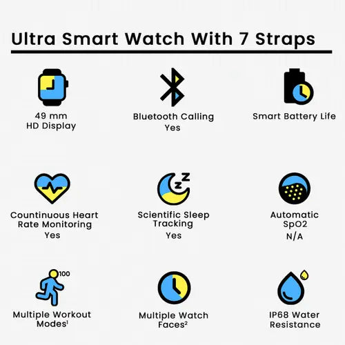 Ultra Smart Watch With 7 Straps